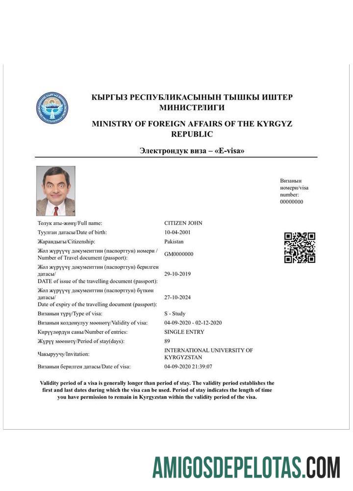 imprimível Modelo PSD de visto eletrônico para Quirguistão